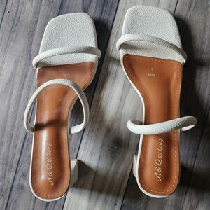 A&Qzihong white strappy heels